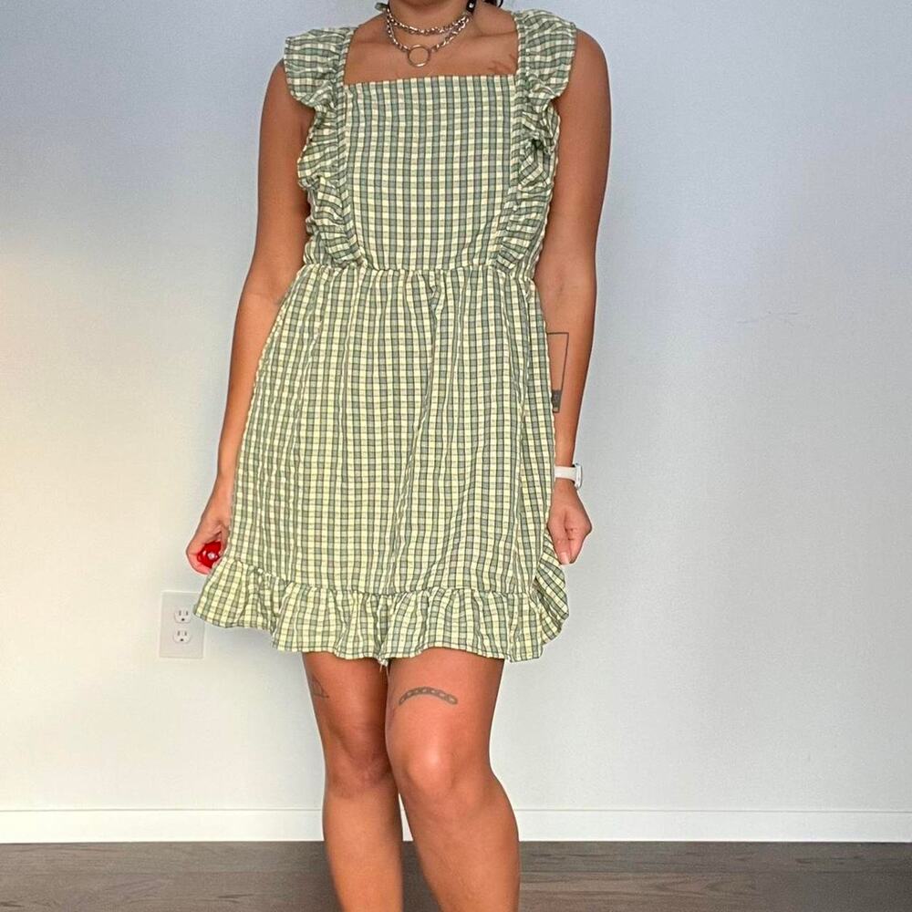 Gingham minidress green gingham mini